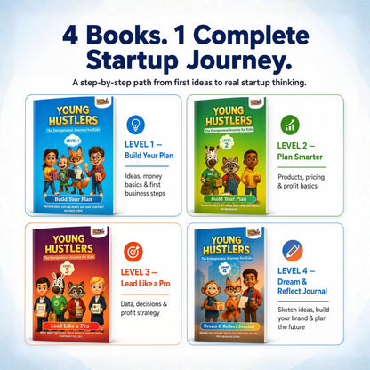 Young Hustlers – Financial Literacy & Entrepreneurship Workbook for Kids Ages 6-14 | 4-Book Money Management & Business Skills Activity Set (Young Hustlers Series)
