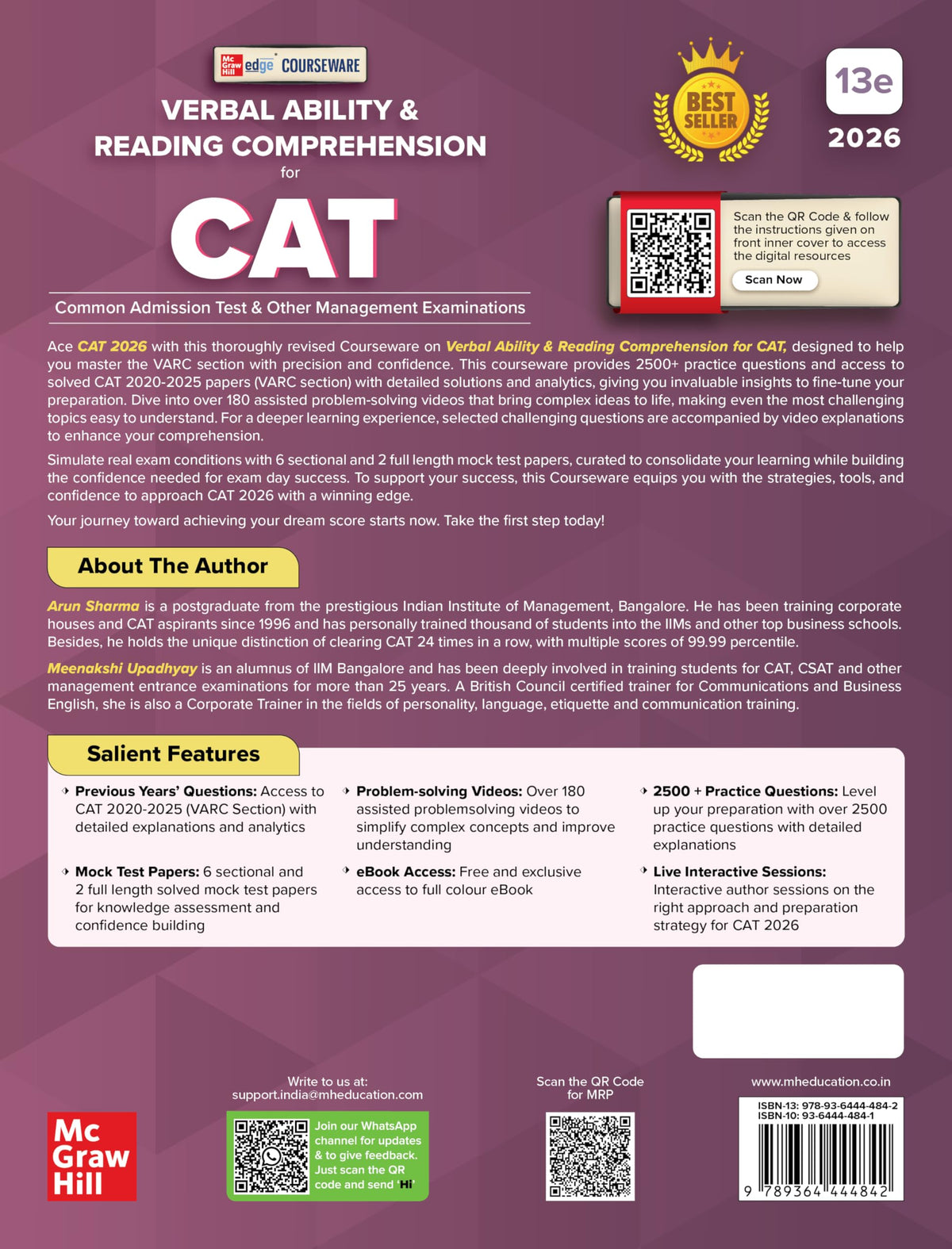 Courseware on Verbal Ability & Reading Comprehension, 13e for CAT 2026 by Arun Sharma | 2500+ Solved Practice Questions | 170+ Problem-solving Author Videos | Solved PYQs (2020-25) | 6 Sectional Tests