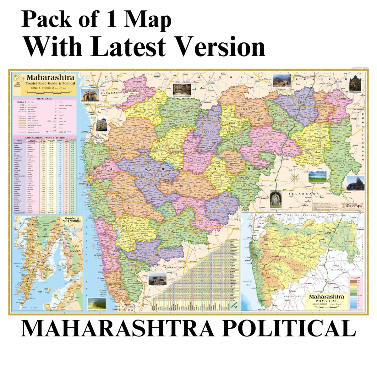 Editone International Maharashtra Road Guide & Political State Map for Wall | Competitive Exam Preparation for UPSC, IAS, IPS, with Non-Laminated ... x 28 inch) in English Medium (Maps & Atlases)