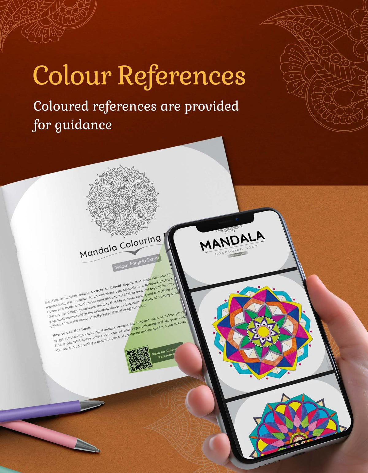 Mandala Colouring Books for Adults & Teens | Relieve Stress & Boost Creativity | 93 Bold & Easy Mandala Designs with DIY Activity Sheet | Coloring reference with QR code | Set of 3
