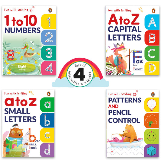 Fun with Writing (Pack of 4 Books) (Select Learning): Fun with Writing: Set of 4 Activity Books | Pencil control, A to Z small letters, Numbers Tracing Practice | Ages 3+ [Select Learning]