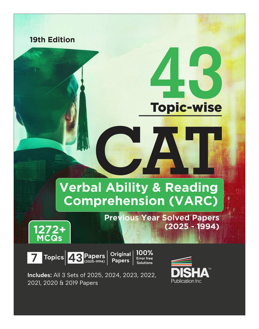 Disha 43 Topic-wise CAT Verbal Ability & Reading Comprehension (VARC) Previous Year Solved Papers (2025 - 1994) 19th edition | Previous Year Questions PYQs for CAT 2026