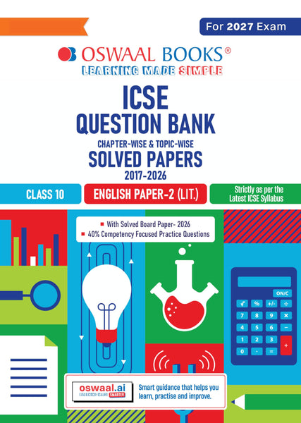 Oswaal Class 10 ICSE Question Bank English Paper-2 Literature (2017-2026) | For 2027 Exam Chapter-wise & Topic-wise with Competency Based Questions | Includes 2026 Paper- fully solved