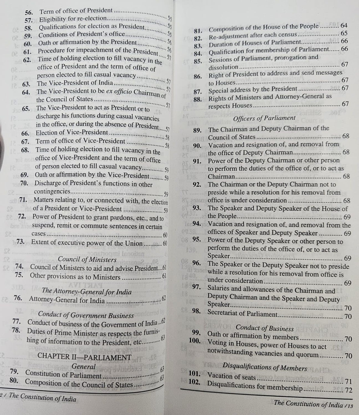 THE CONSTITUTION OF INDIA, COAT POCKET SIZE, PAPERBACK WITH RED TITLE, IN ENGLISH LANGUAGE, 106TH AMENDMENT FROM SAMYAK PRAKASHAN ( GARV UDYAM )