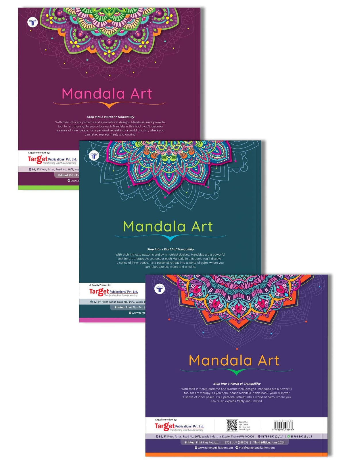 Mandala Colouring Books for Adults & Teens | Relieve Stress & Boost Creativity | 93 Bold & Easy Mandala Designs with DIY Activity Sheet | Coloring reference with QR code | Set of 3
