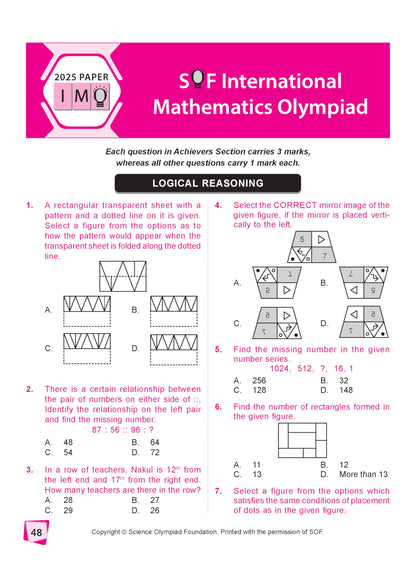 MTG International Mathematics Olympiad (IMO) Workbook Class 6 - Chapter-wise MCQs with Achievers Section - SOF Olympiad Books For 2026-27 Exam