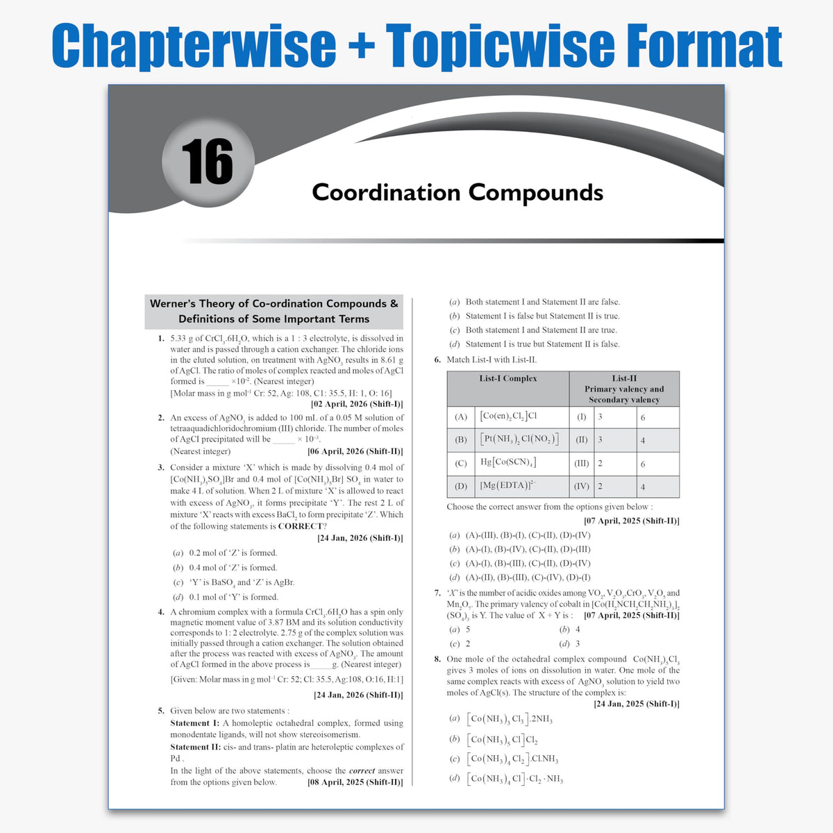 PW JEE Main 8 Years (2019 - 2026) PYQs Chemistry Chapterwise and Topicwise | All 162 Sets Previous Years Solved Papers For JEE Main 2027 Exams | Concentrate on Relevance
