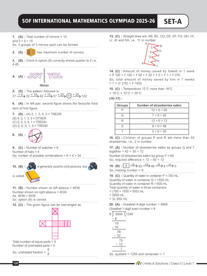 MTG IMO Olympiad 10 Previous Years Papers Class 3 Mathematics (2025-2021 Set A & B) - Model Test Papers with 24 Sample OMR Sheets | PYQ Book For SOF Olympiad 2026-27 Exam