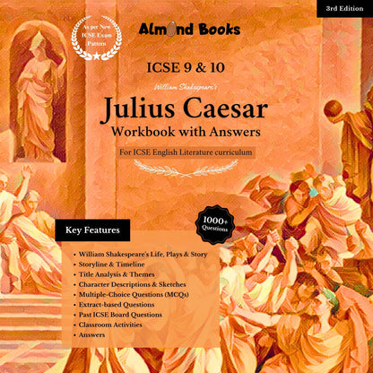 Almond Books ICSE Class 9 & 10 Julius Caesar Workbook with Answers | English Literature | Fully Solved | Latest 3rd Edition 2026–2027.