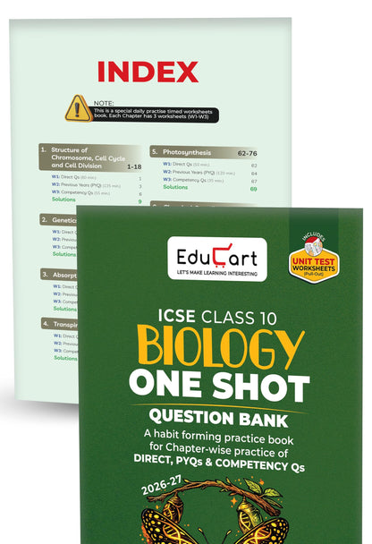 Educart ICSE Class 10 One Shot Question Bank 2027 (Set of 8 Books) | Physics, Chemistry, Maths, Biology, English 1 & 2, Geography, History & Civics | 2026–27 Exam