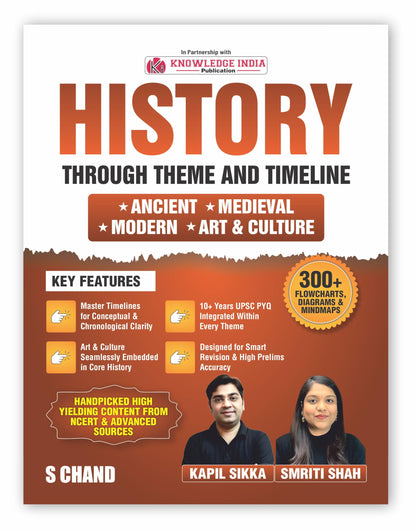 History Through Theme and Timeline Book 2026 - 2027 (Complete Indian History - Ancient, Medieval, Modern India, Art & Culture) Best for UPSC CSE Exams/PSC | NCERT Based + PYQ + 300+ Mind Map/Diagrams
