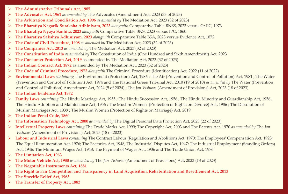AIBE Bare Acts without Notes and AIBE Solved Papers | Total 26 Book Set | 25 Books Set and AIBE Solved Papers (2011-2025) Combo | Full Syllabus 50+ Acts including AIBE Solved Papers | Edition 2026