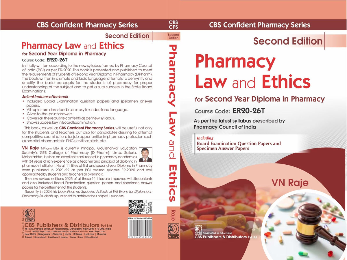 CBS Confident Pharmacy Series | Pharmacy Law and Ethics | for second Year Diploma in Pharmacy 2/e