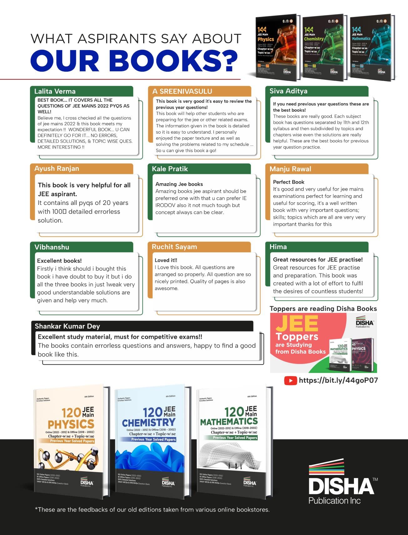 Disha 144 JEE Main Chemistry Online (2023-2012) & Offline (2018-2002) Chapter-wise+Topic-wise Previous Years Solved Papers 7th Edition|NCERT Chapterwise PYQ Question Bank with 100% Detailed Solutions