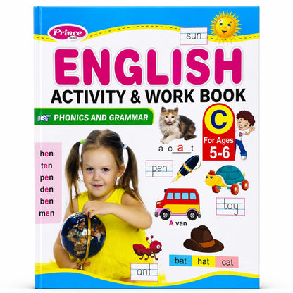 AP SINHA English Activity & Work Book, Phonics and Grammar, Ages 3-6 Years (Prince Series)