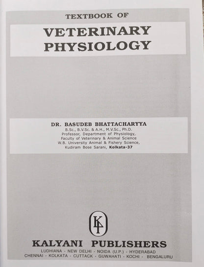Kalyani Textbook of Veterinary Physiology by Basudeb Bhattacharyya
