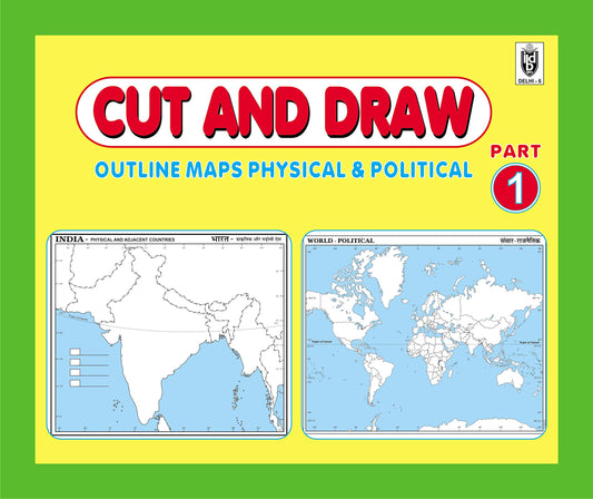 CUT AND DRAW SMALL BOOK OF OUTLINE PRACTICE MAPS (100 ASSORTED MAPS) CONTAINS INDIA MAP, WORLD MAP AND CONTINENTS MAP