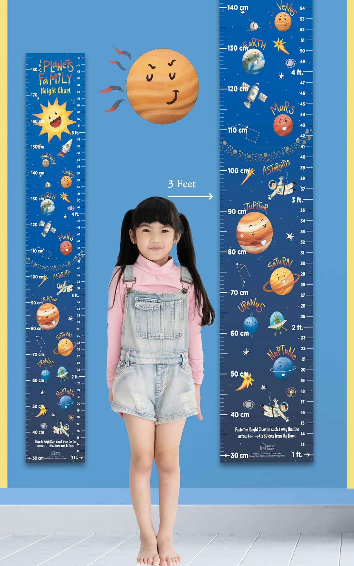The Planets Family Height Chart (Kids' Height Chart | Height Measuring Scale Sticker | Height Chart Wall Sticker for Children | Nursery Decoration)