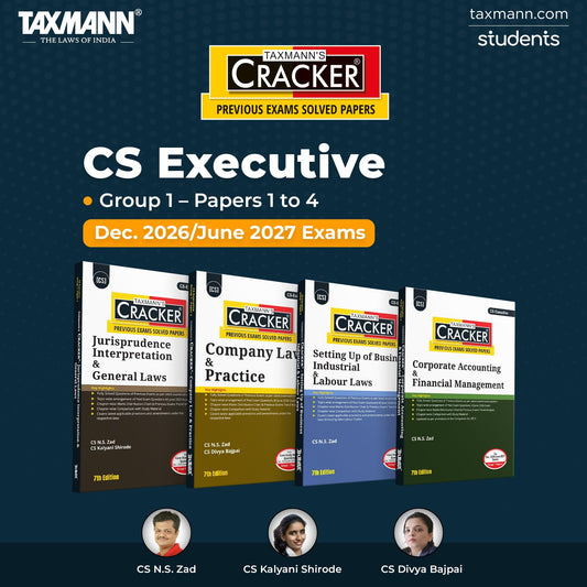 Taxmann's CRACKER COMBO for CS Executive | Dec. 2026/June 2027 Exams | Group 1 – Papers 1 to 4 | CRACKER Series | JIGL, Company Law, SUBIL and CAFM | June 2026 Edition | Set of 4 Books