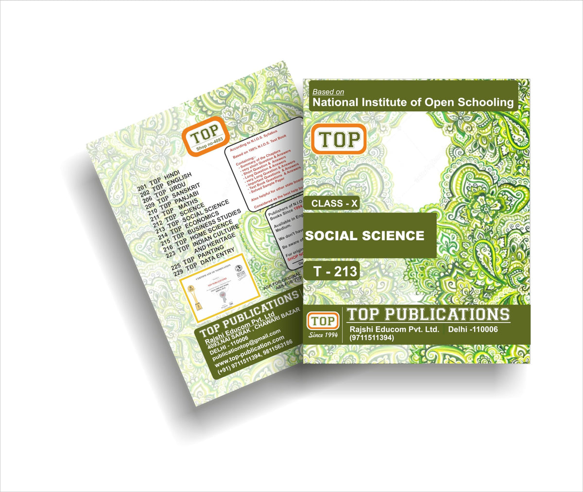 TOP NIOS Social Science Guide Class 10 (T-213)