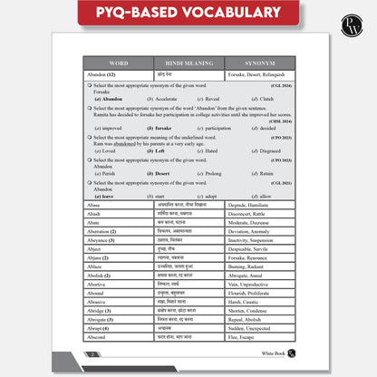 PW White Book of English Vocabulary June 2025 Edition By Bhragu Sir For SSC CGL, CHSL, MTS, CPO, GD, Banking, Defence, Teaching & Other Competitive Exams (Bilingual) [Paperback] Bhragu Kulshrestha