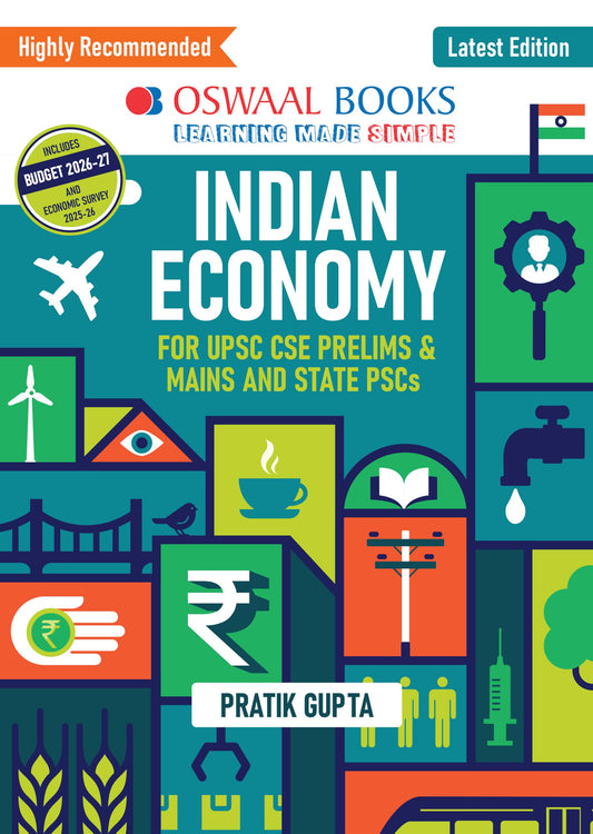 Oswaal Textbook Indian Economy for UPSC Prelims & Mains | Latest Budget 2026–27 & Economic Survey 2025–26 + Shifting from WPI to PPI | For 2027 Exam | With Oswaal AI