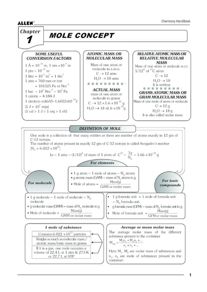 ALLEN Chemistry Handbook For IIT-JEE Exam (English)
