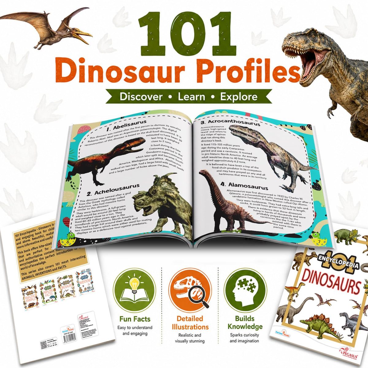 101 Dinosaurs – Illustrated Encyclopedia for Kids Ages 7–10 | Realistic Images, Fun Facts & Scientific Information | Visual Learning Book for Curious Young Minds