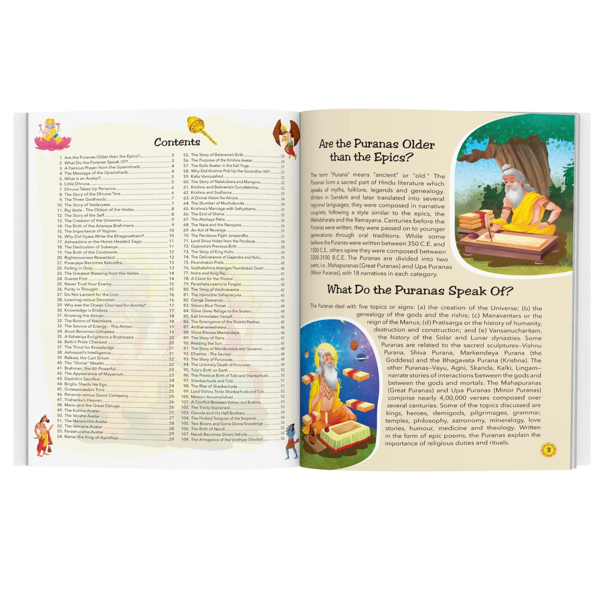 108 Stories from the Vedas, the Puranas and the Upanishads for Children (Illustrated) - Indian Mythology Story Book for Kids - Bedtime Stories -Read Aloud to Infants, Toddlers