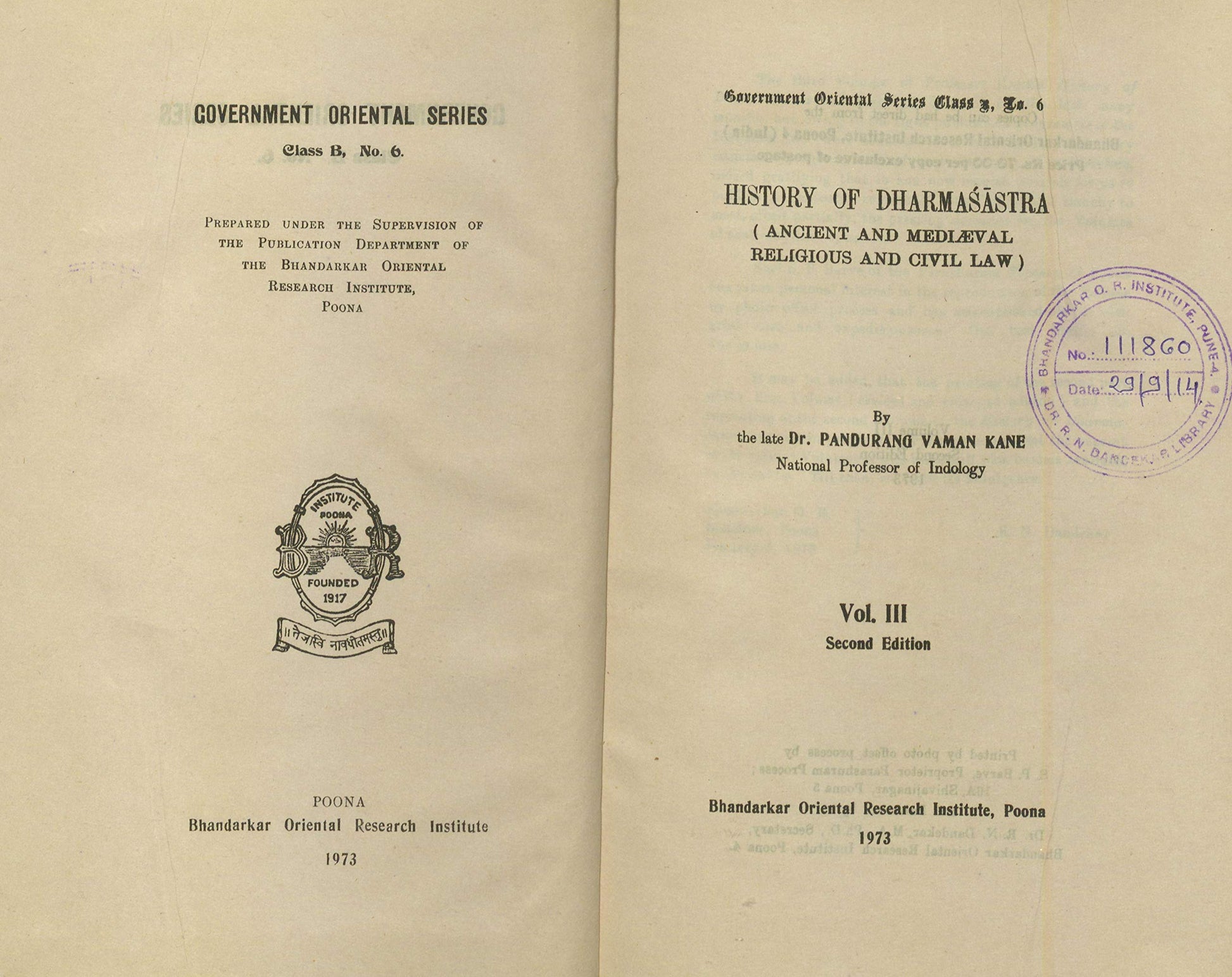 History of Dharmasastra: Vol. 3 book cover