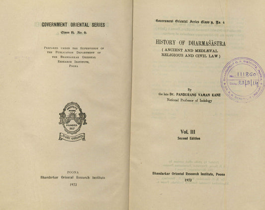 History of Dharmasastra: Vol. 3 book cover