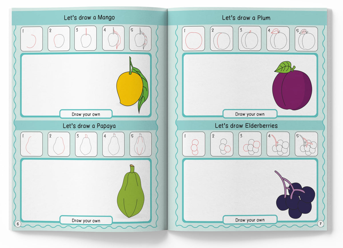 How to Draw: 101 Fruits and Vegetables | Step-by-Step Drawing Activity Book for Kids | Ages 5+ | Boost Creativity & Fine Motor Skills Through Art