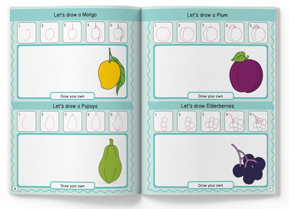 How to Draw: 101 Fruits and Vegetables | Step-by-Step Drawing Activity Book for Kids | Ages 5+ | Boost Creativity & Fine Motor Skills Through Art