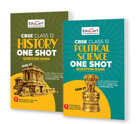 Educart CBSE Class 12 Humanities Combo (History + Political Science) One Shot Question Bank 2026–27 | NCERT, PYQs, Case-Based & Competency Qs | CBSE 2027 Board Exam