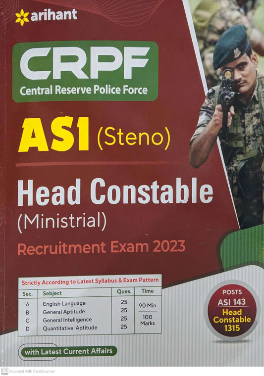 CRPF Central Reserve Police Force ASI (Steno) Head Constable (ministerial) Exam 2023 book cover