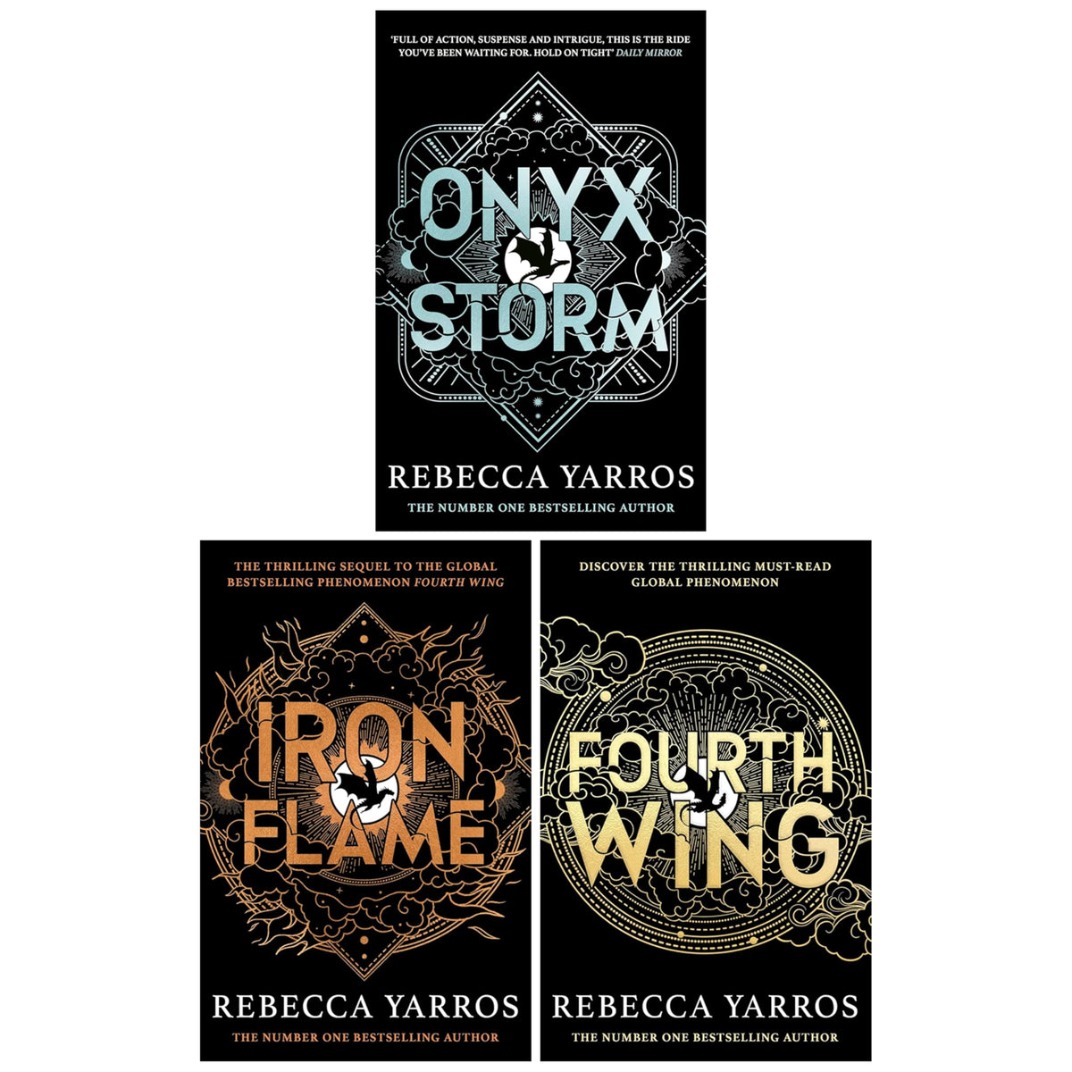 The Empyrean Series Collection 3 Books Set By Rebecca Yarros (Fourth Wing, Iron Flame & Onyx Storm)