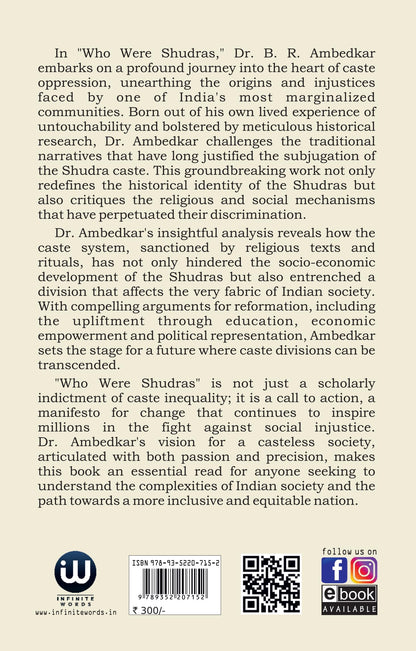 Who Were The Shudras | Dr. BR Ambedkar Books | English Paperback | The Original Edition | who were shudra by BR Ambedkar | Shudra Kaun The | Shudron ... statue ??????? Lang Aani b. r. Combo Set