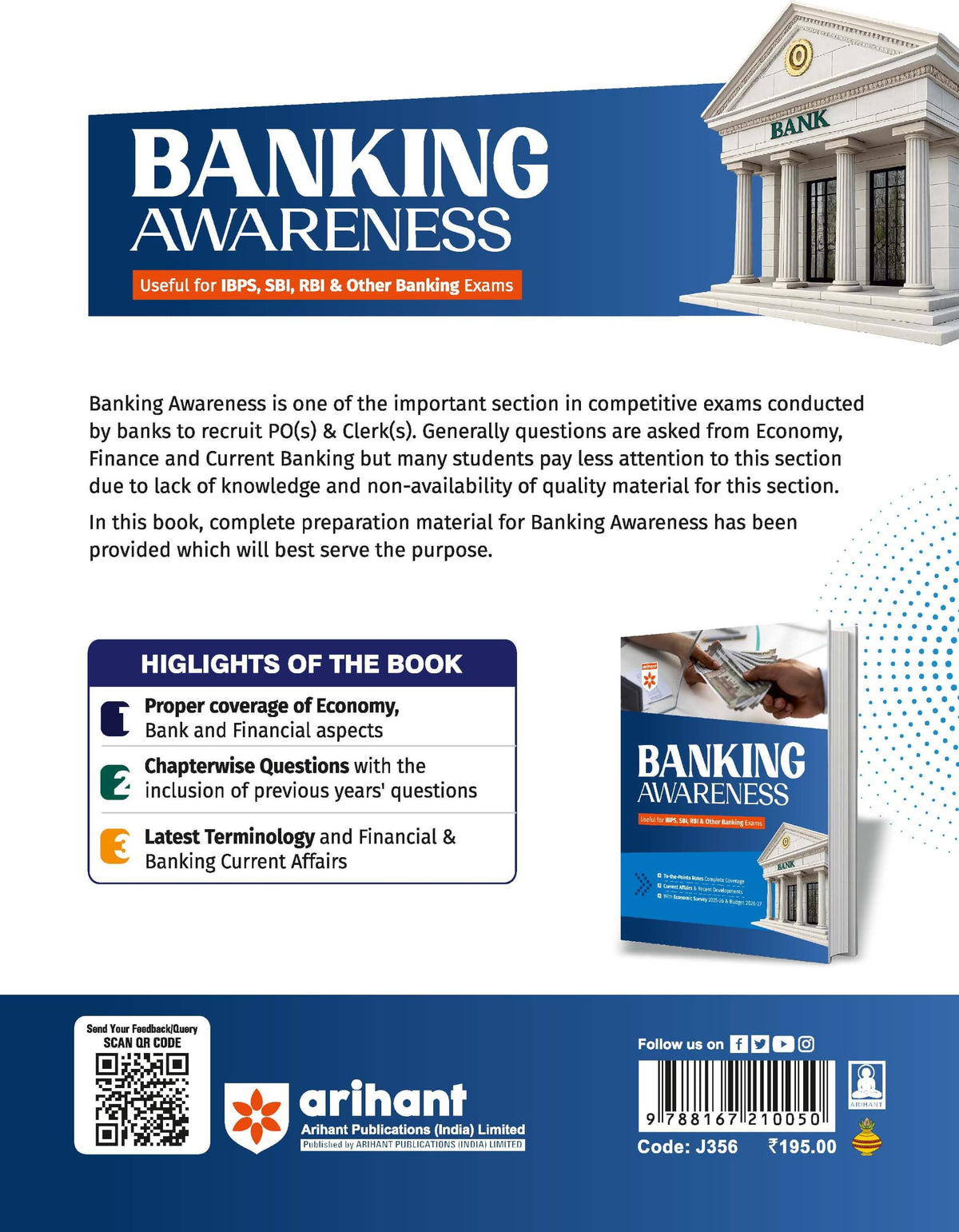 Arihant Banking Awareness | For IBPS, SBI, RBI & Other Banking Exams | To-the-Point Notes, Current Affairs & Recent Developments | Economic Survey 2025–26 & Union Budget 2026–27