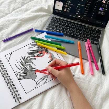 The Crafthives Anime Coloring Book Volume 1 | 24 Anime Character Designs | Smooth Coloring Pages for Sketch Pens & Markers | Spiral Bound Creative Art Book for Kids Teens Adults
