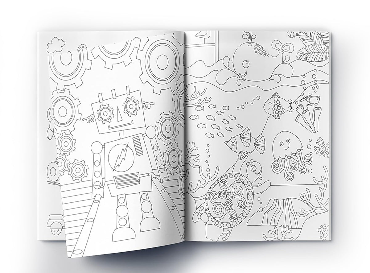 Doodle Coloring For Kids - Blue Edition