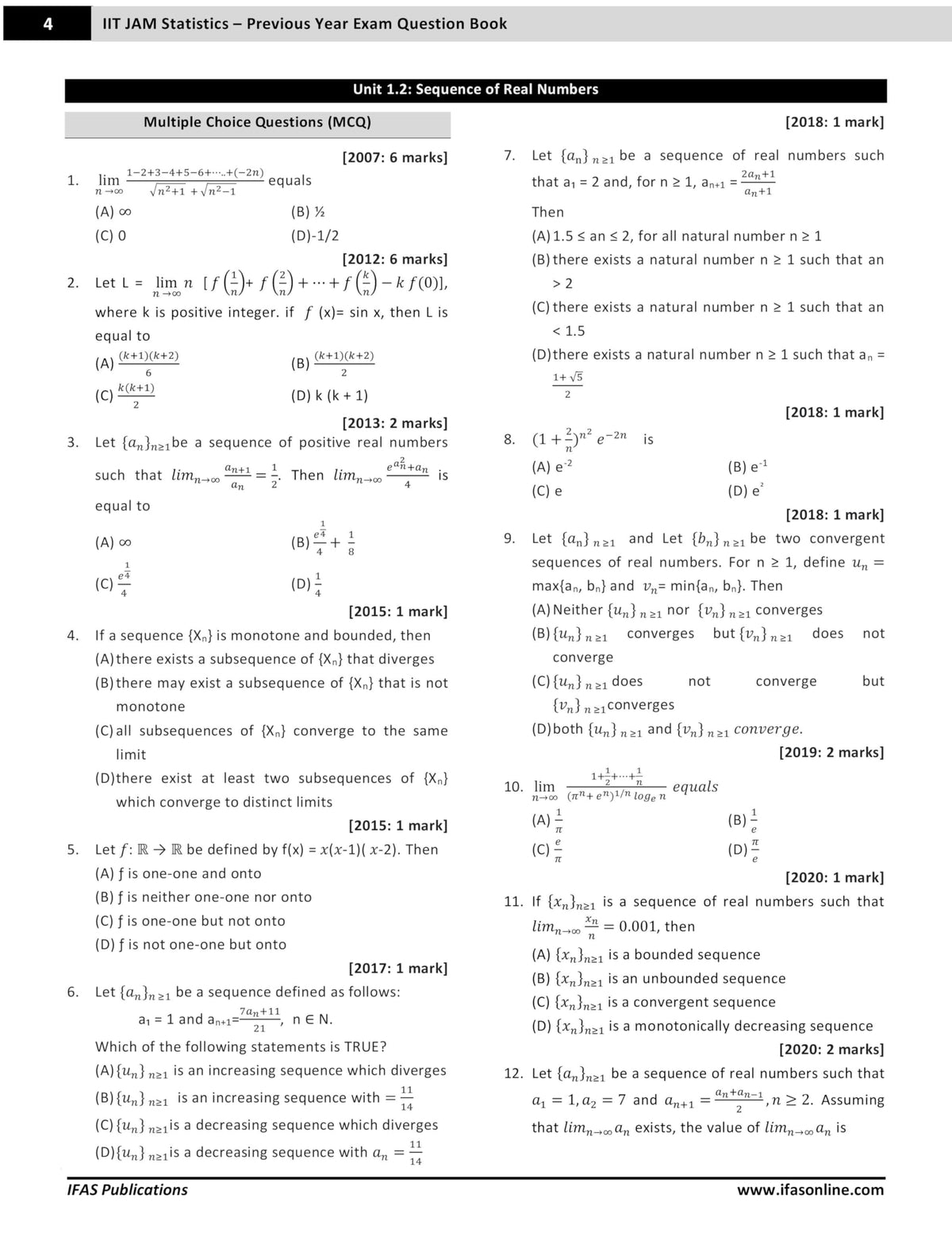 IIT JAM Mathematical Statistics PYQ Book 2027 | Previous Year Solved Papers (2005 to 2026) | Topic Wise Sorted with Detailed Solutions for IIT JAM Mathematical Statistics (MS) | IFAS Publications
