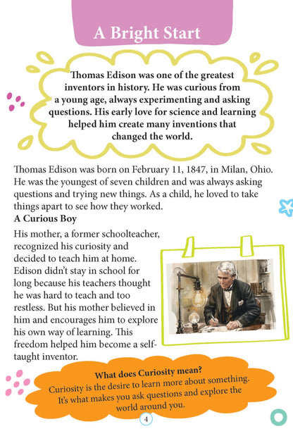 Thomas Edison Biography for Kids Age 6–12 Years – Inspiring Illustrated Biography Book from Icons of Inspiration Series | Discover Invention, Curiosity & Innovation