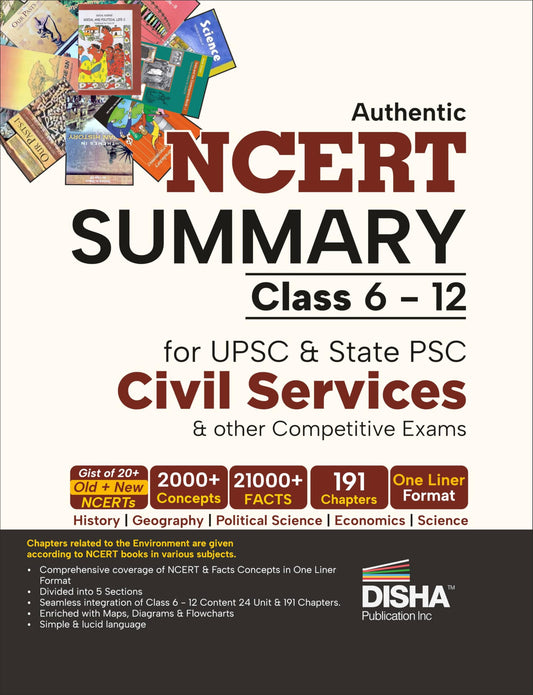 Authentic NCERT Summary (Class 6 to 12) for UPSC & State PSC Civil Services & other Competitive Exams | Old & New NCER One Liner General Studies | IAS Prelims & Mains