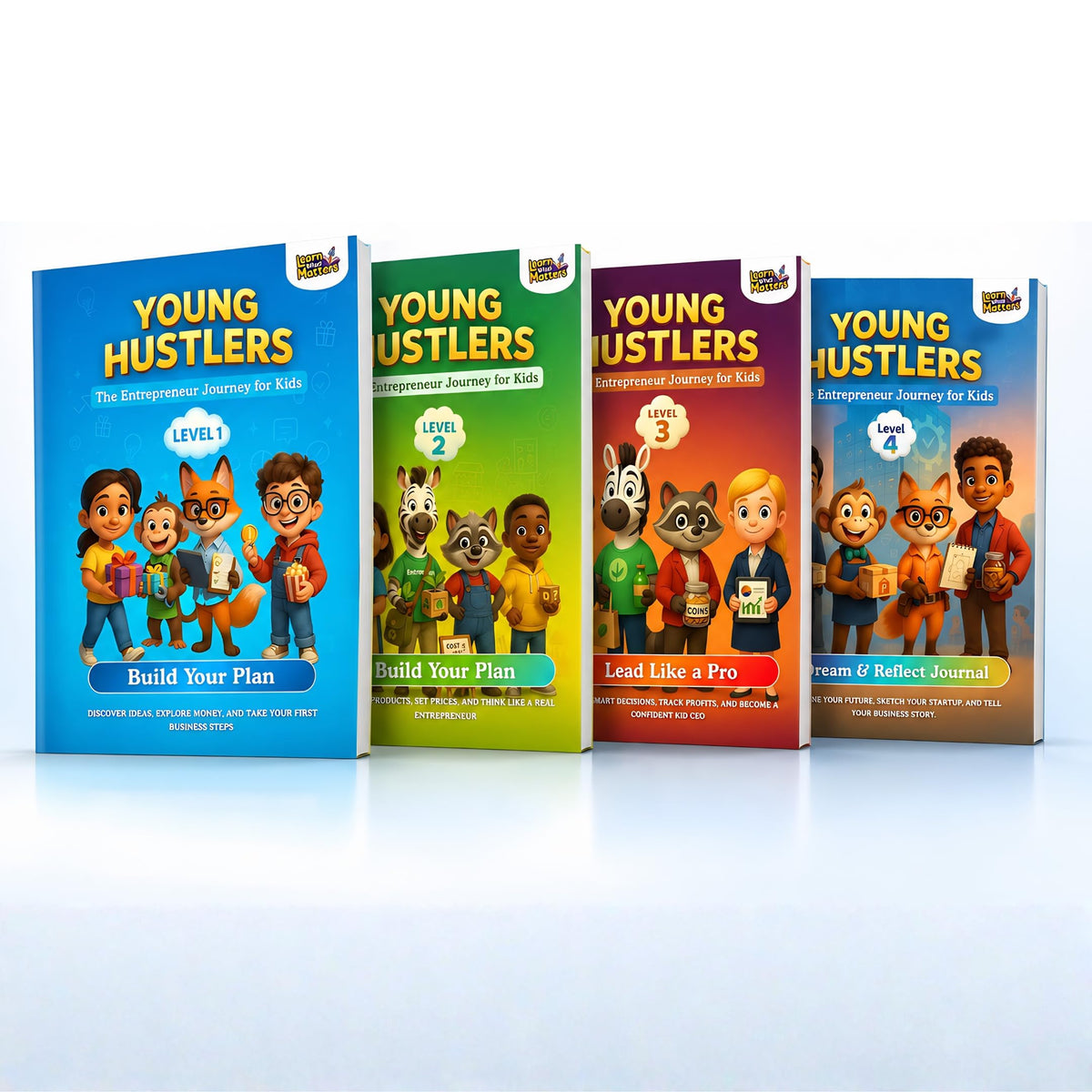 Young Hustlers – Financial Literacy & Entrepreneurship Workbook for Kids Ages 6-14 | 4-Book Money Management & Business Skills Activity Set (Young Hustlers Series)