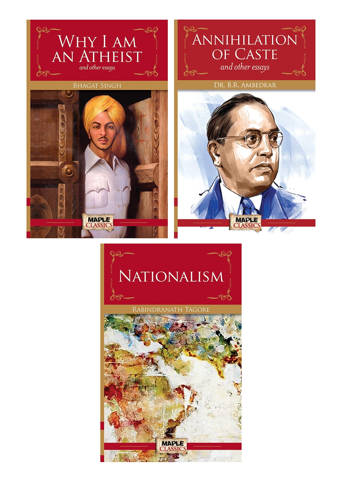Best of Indian Independence (Set of 3 Books) - Why I am an Atheist, Annihilation of Caste and Nationalism - Bhagat Singh, BR Ambedkar, Rabindranath Tagore