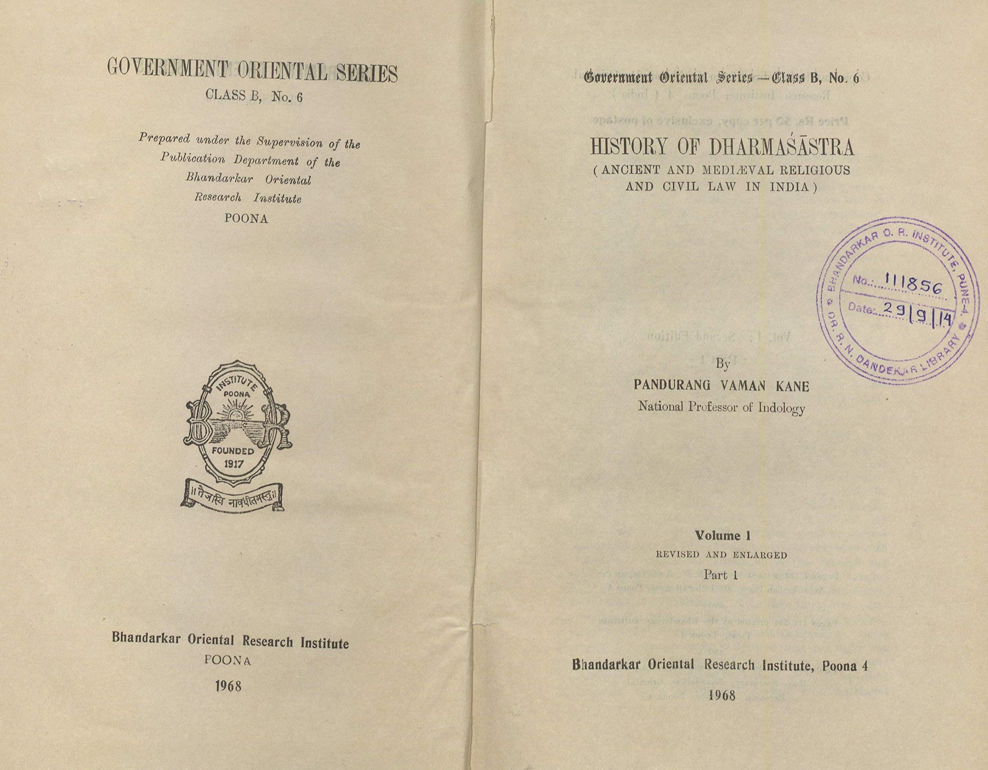History of Dharmasastra: Vol. 1, Part I book cover