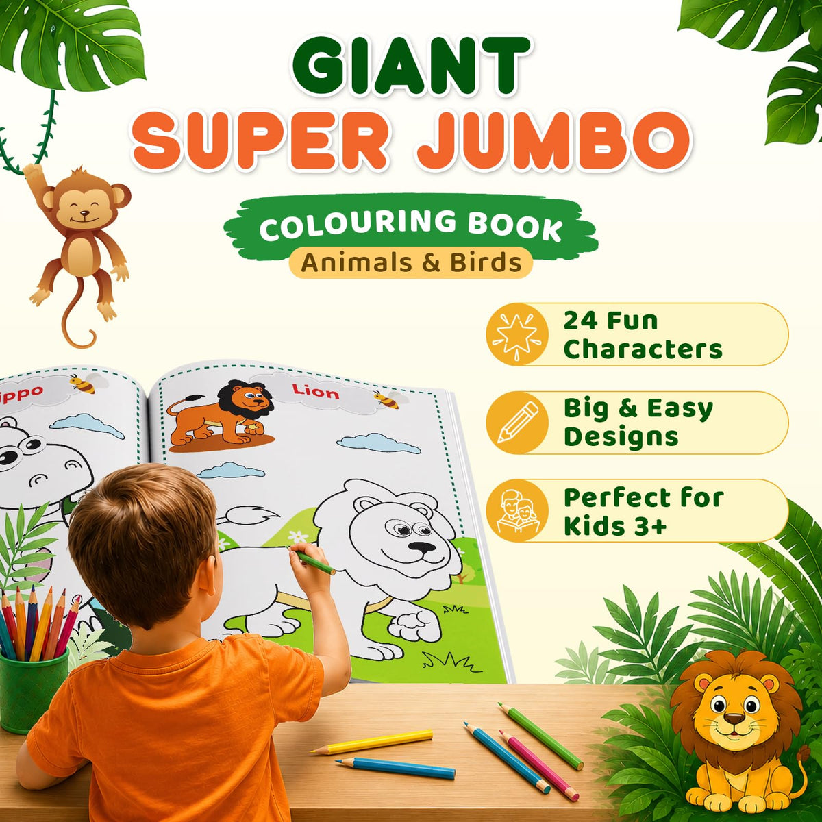 Super Jumbo Colouring Book (Animals & Birds)