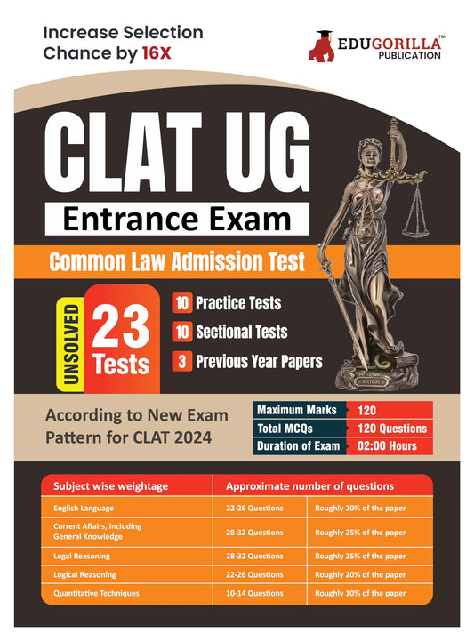 CLAT UG Exam Preparation Book 2024 - 23 Unsolved Tests (10 Practice Tests, 10 Sectional Tests and 3 Previous Year Papers) with Free Access to Online Tests