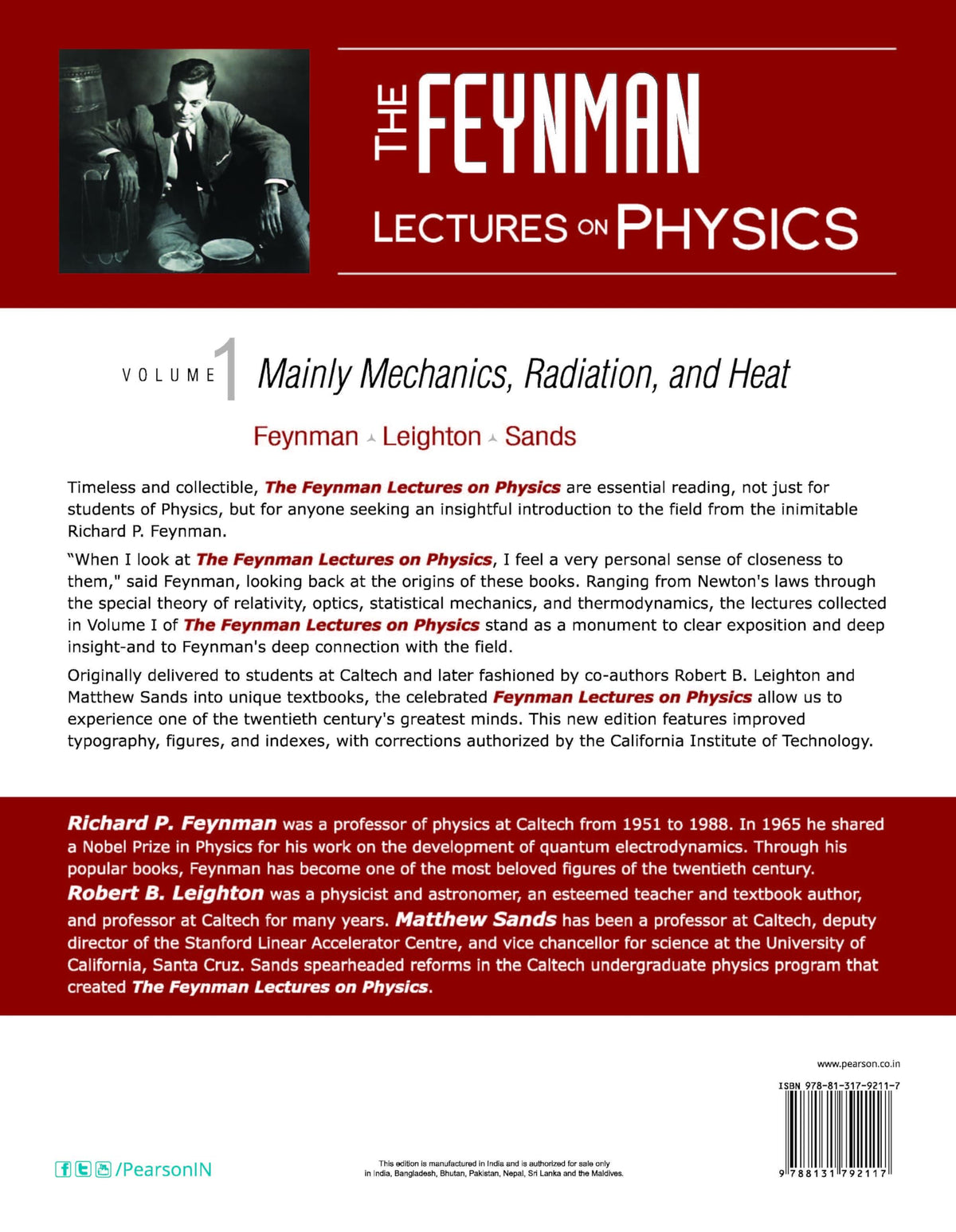The Feynman Lectures on Physics, Vol 1 | Mainly Mechanics, Radiation and Heat | Feynman, Leighton & Sands | B.Tech, BSc, GATE | Pearson