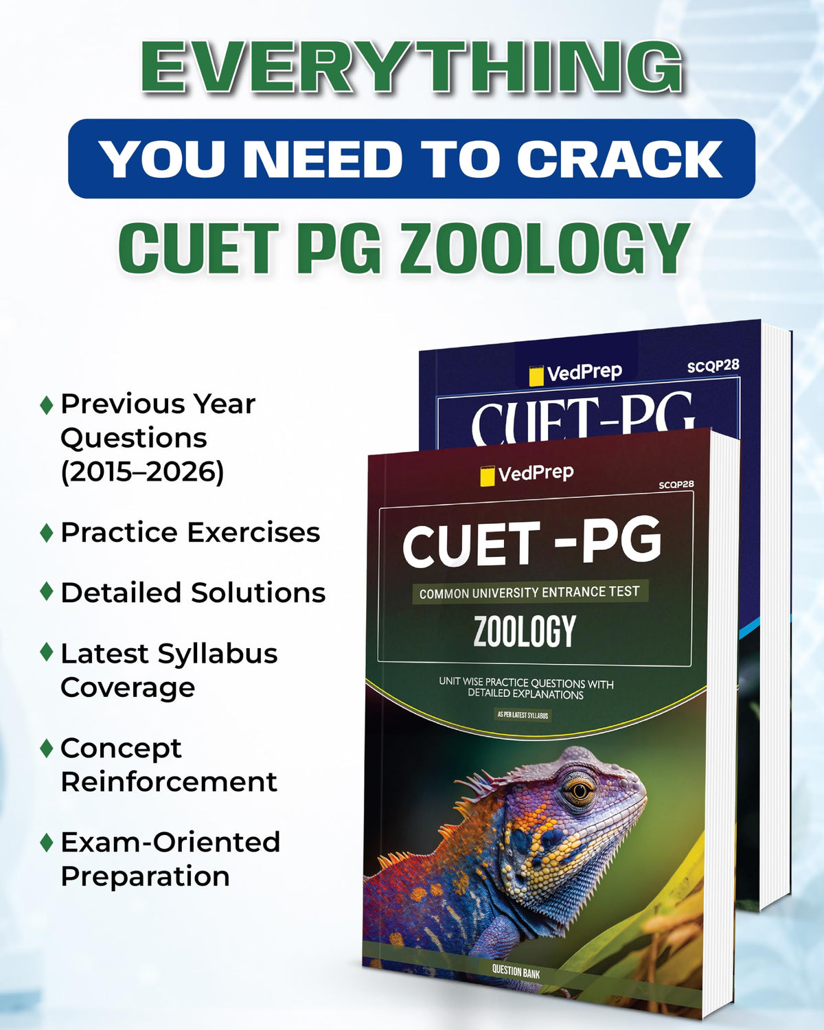 VedPrep CUET PG Zoology PYQS 2015-2026, Previous Year Questions with Solutions, Practice Exercise with solutions (2 Books)